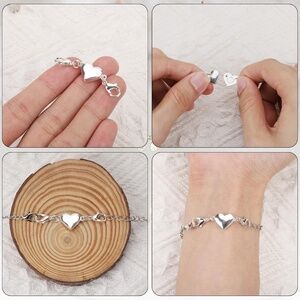 Magnetic Clasp, Silver Double Jewelry Lobster Clasp Alloy Heart Shape